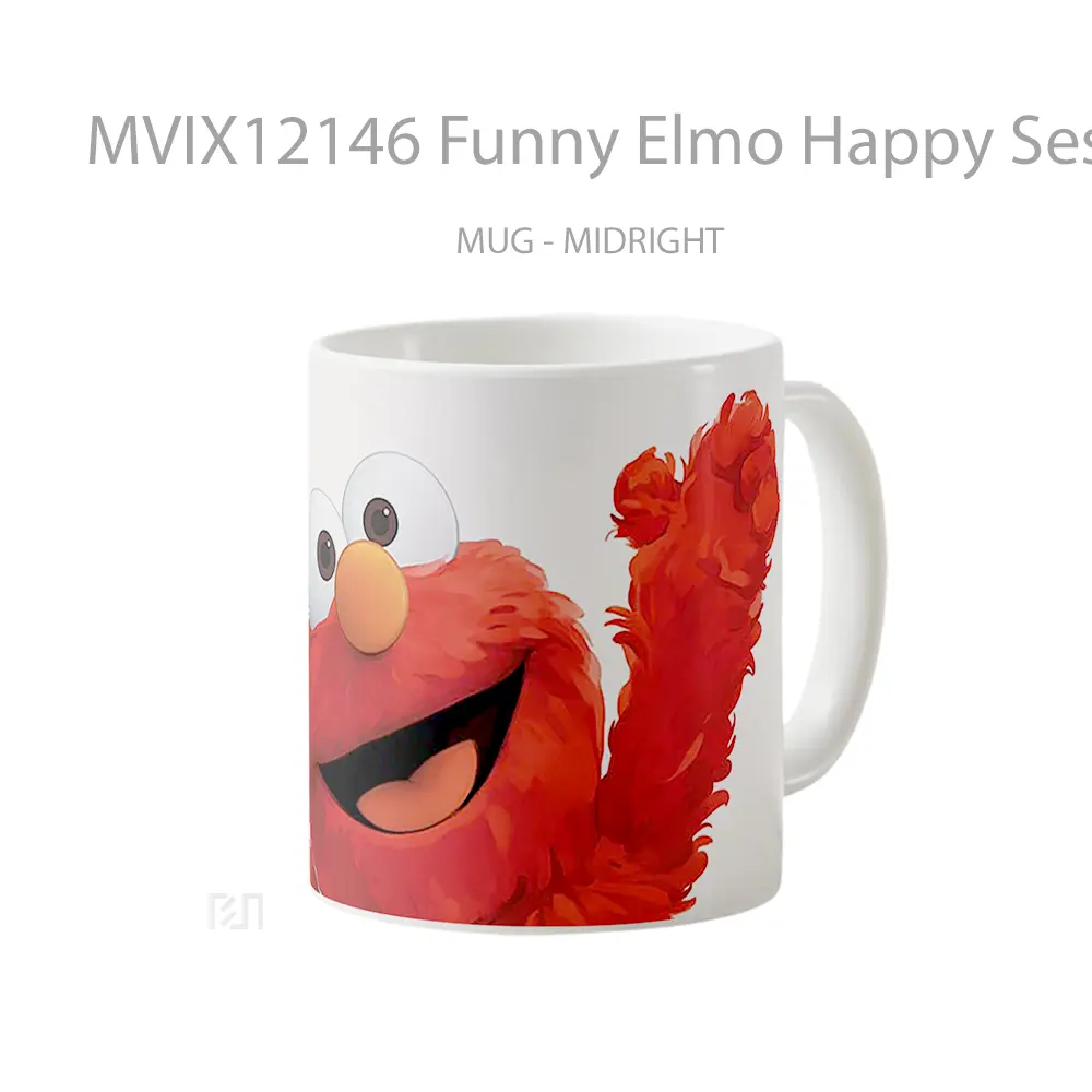 Mug Funny Elmo Happy Sesame Street Hadiah Lucu dan Menarik - All-side / Desain