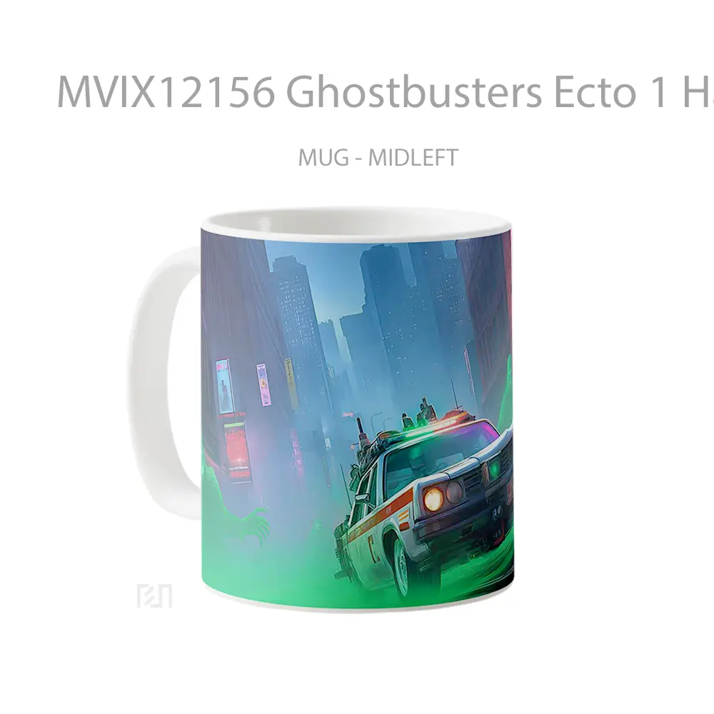 Mug Ghostbusters Ecto 1 Haunted Cityscape Mug Aesthetic Koleksi Spesial - All-side / Desain