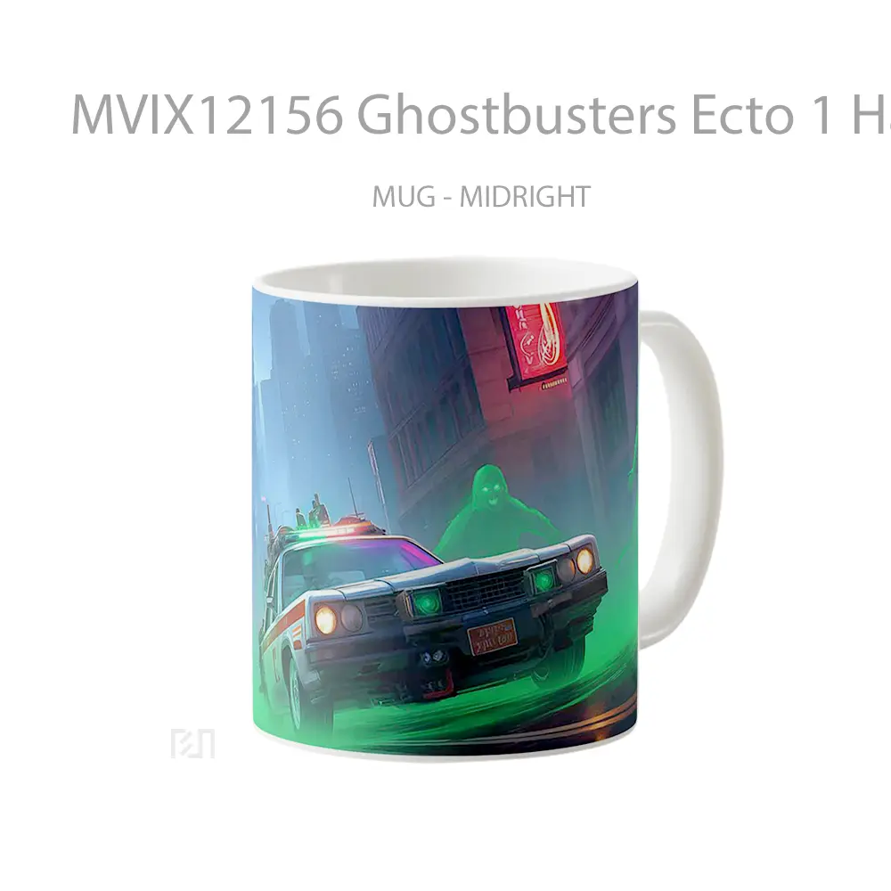 Mug Ghostbusters Ecto 1 Haunted Cityscape Mug Aesthetic Koleksi Spesial - All-side / Desain