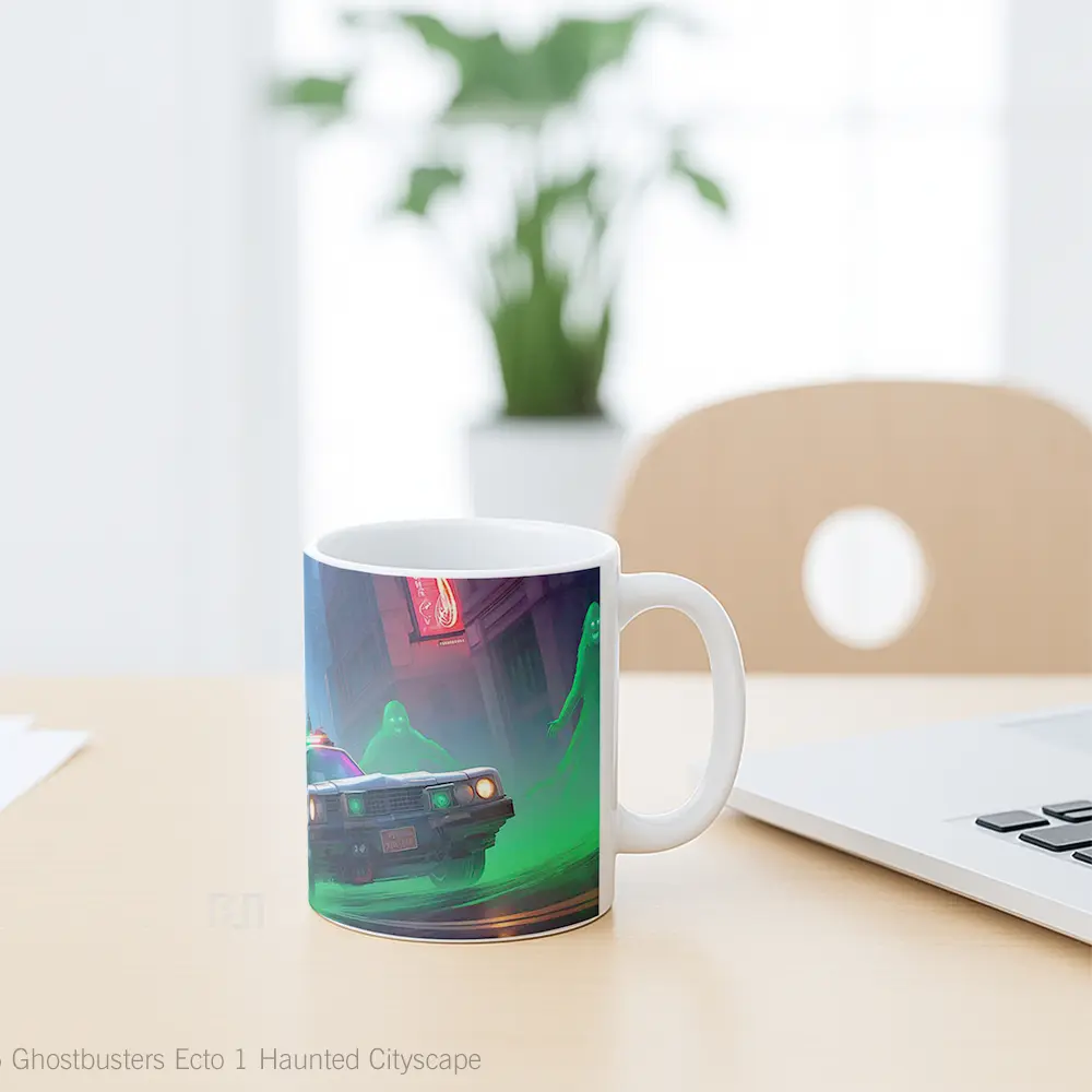 Mug Ghostbusters Ecto 1 Haunted Cityscape Mug Aesthetic Koleksi Spesial - All-side / Desain