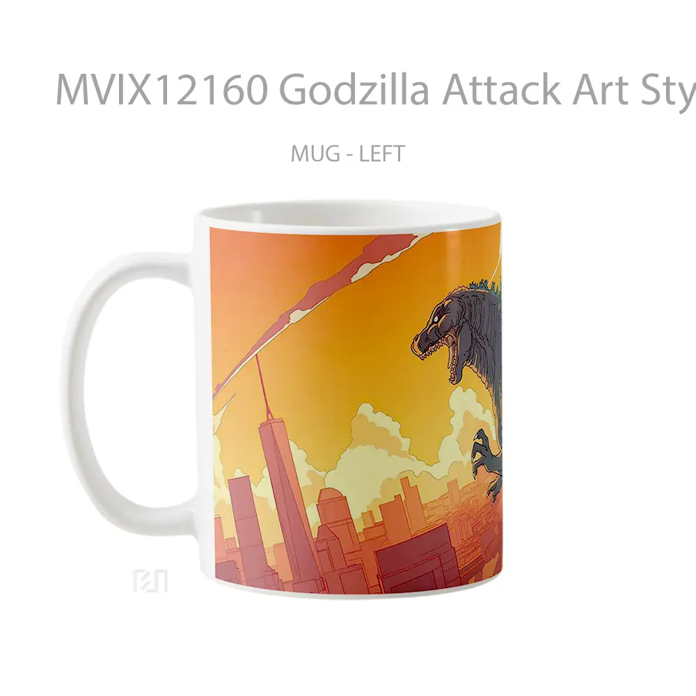 Mug Godzilla Attack Art Style Pc Gelas Keramik Koleksi Anime - All-side / Desain