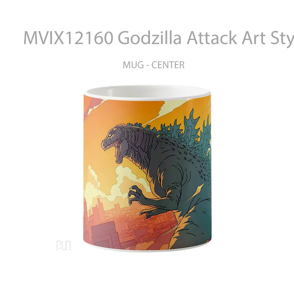 Mug Godzilla Attack Art Style Pc Gelas Keramik Koleksi Anime