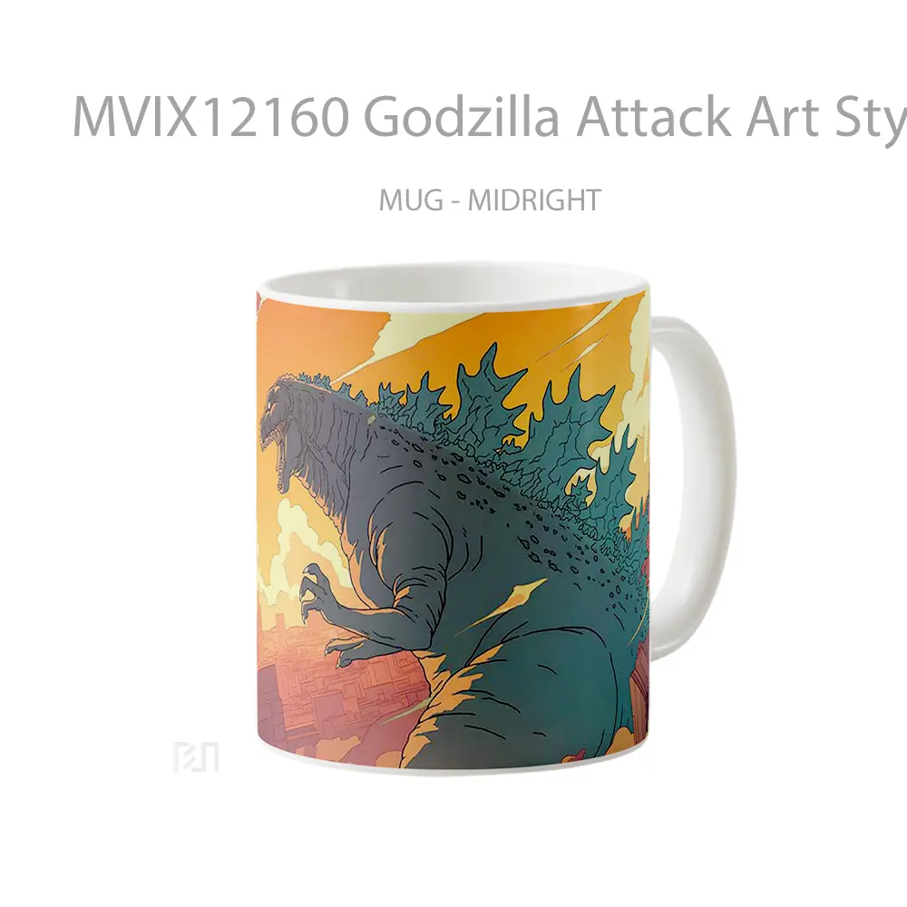 Mug Godzilla Attack Art Style Pc Gelas Keramik Koleksi Anime - All-side / Desain