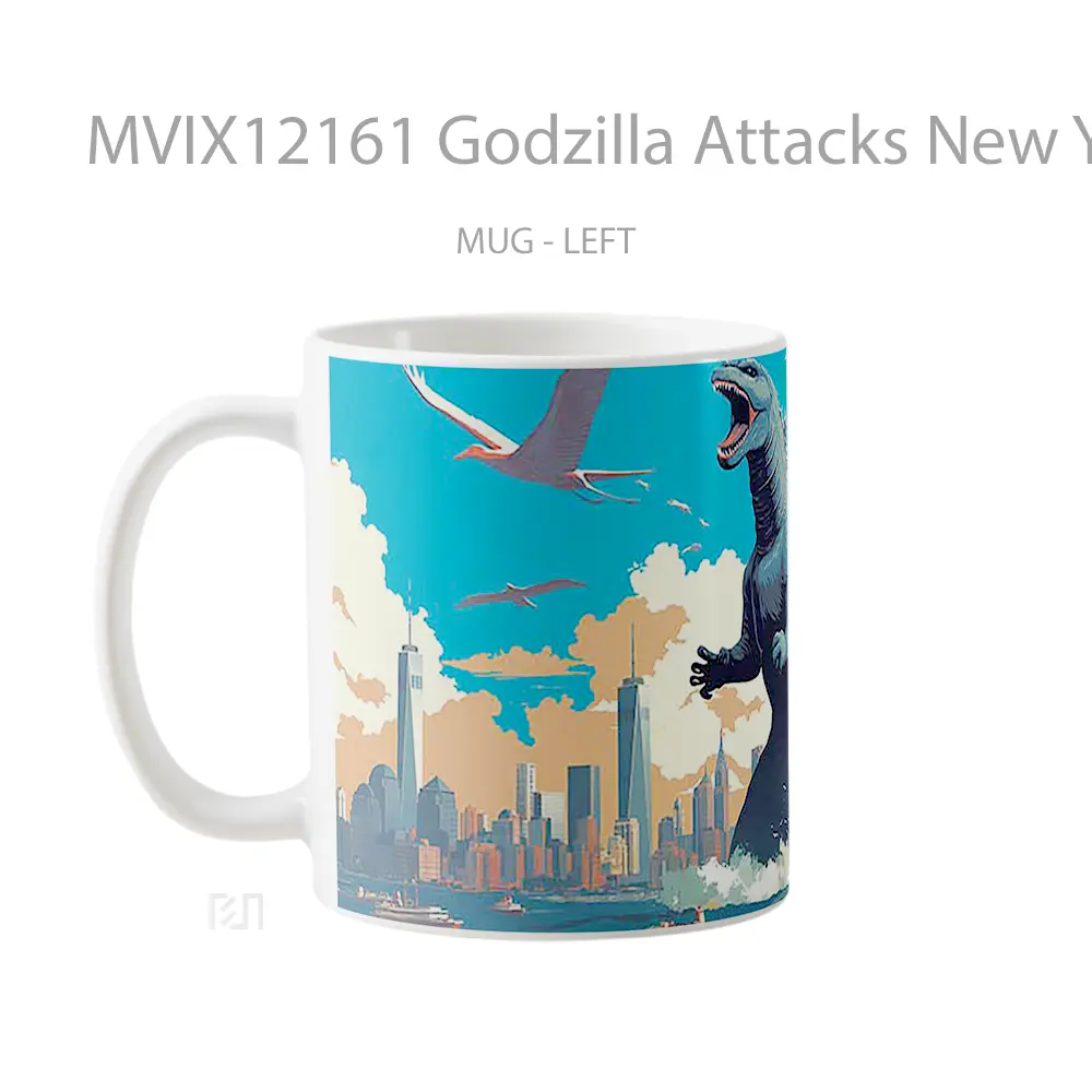 Mug Godzilla Attacks New York Hadiah Unik Anime Lovers - All-side / Desain