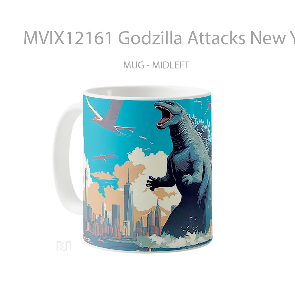 Mug Godzilla Attacks New York Hadiah Unik Anime Lovers - All-side / Desain