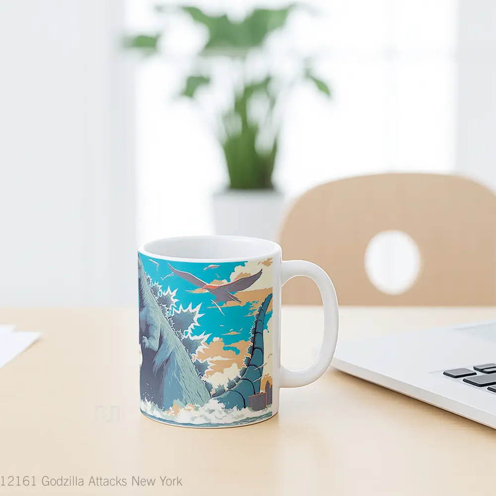 Mug Godzilla Attacks New York Hadiah Unik Anime Lovers - All-side / Desain