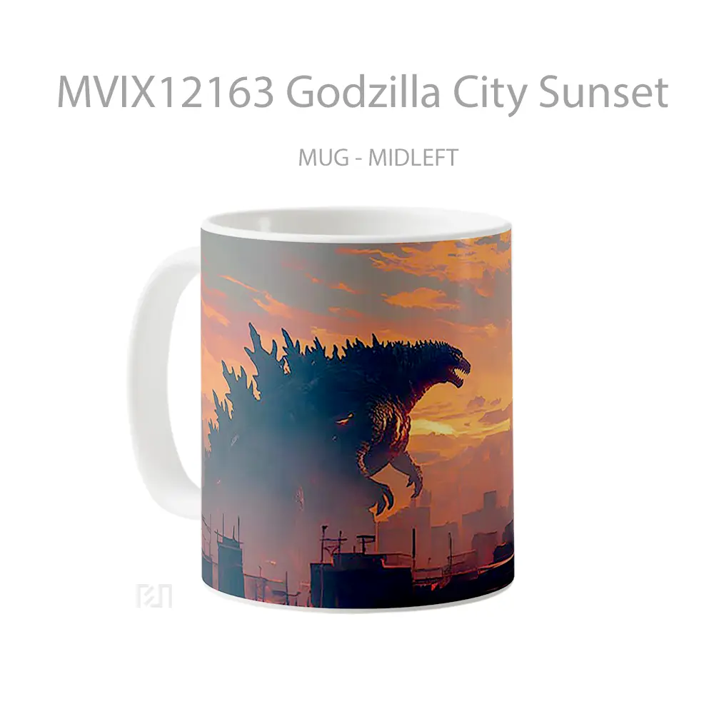 Mug Godzilla City Sunset Mug Aesthetic Koleksi Spesial - All-side / Desain