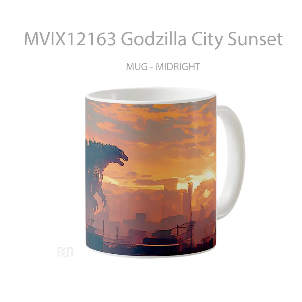 Mug Godzilla City Sunset Mug Aesthetic Koleksi Spesial - All-side / Desain