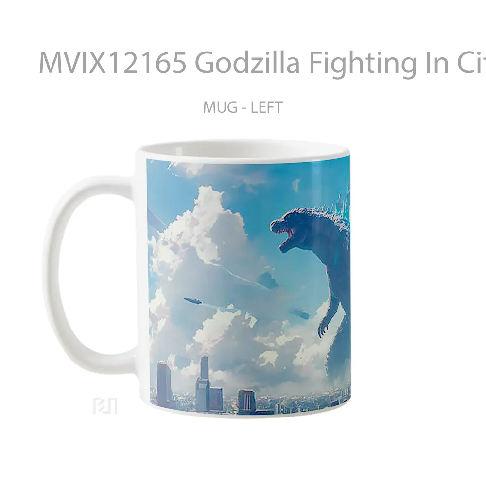 Mug Godzilla Fighting In City Mug Aesthetic Koleksi Spesial - All-side / Desain