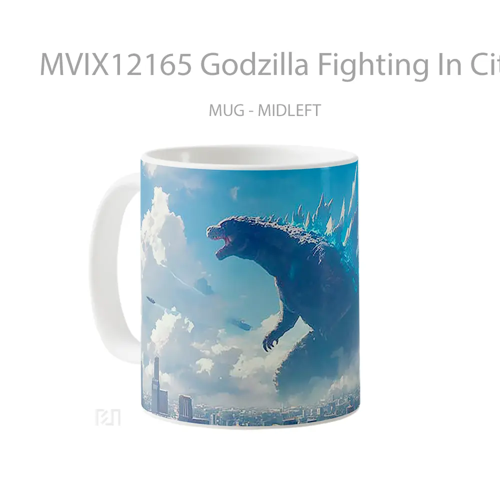 Mug Godzilla Fighting In City Mug Aesthetic Koleksi Spesial - All-side / Desain