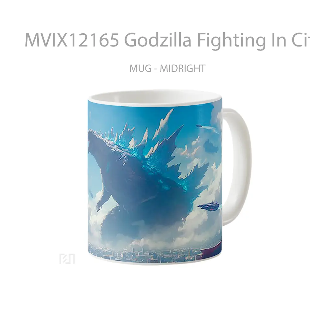 Mug Godzilla Fighting In City Mug Aesthetic Koleksi Spesial - All-side / Desain