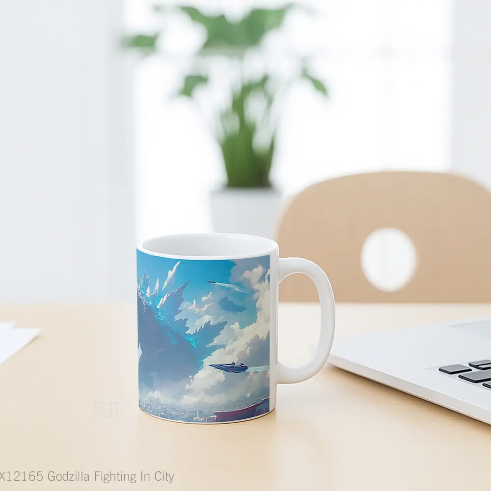 Mug Godzilla Fighting In City Mug Aesthetic Koleksi Spesial - All-side / Desain