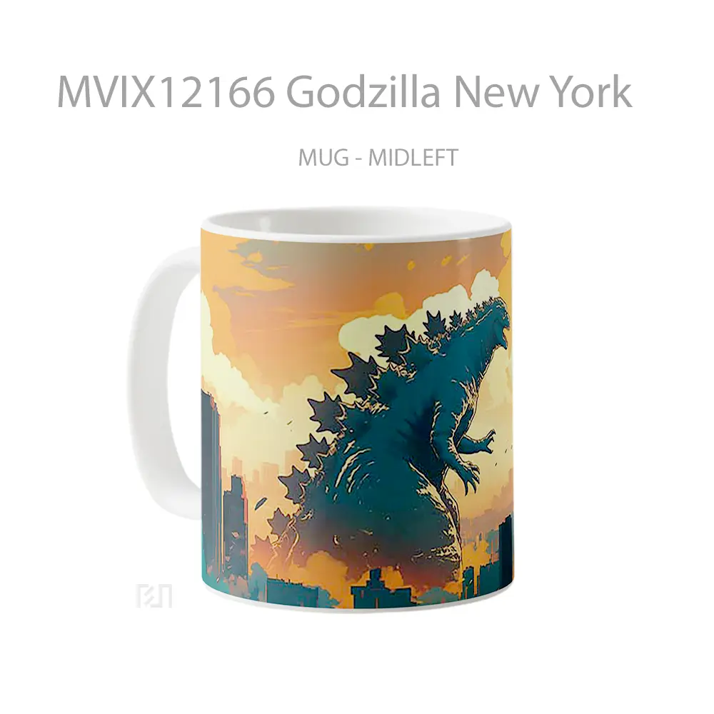 Mug Godzilla New York Mug Aesthetic Koleksi Spesial - All-side / Desain