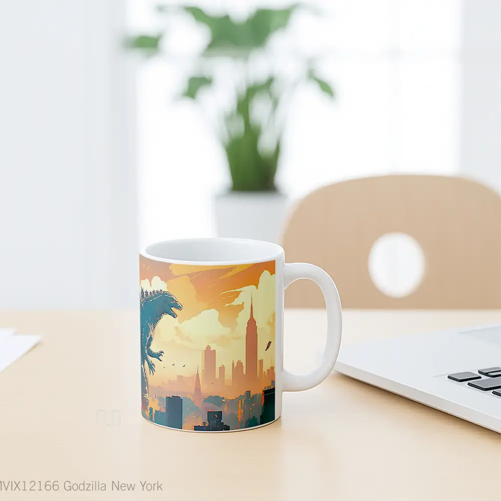 Mug Godzilla New York Mug Aesthetic Koleksi Spesial - All-side / Desain