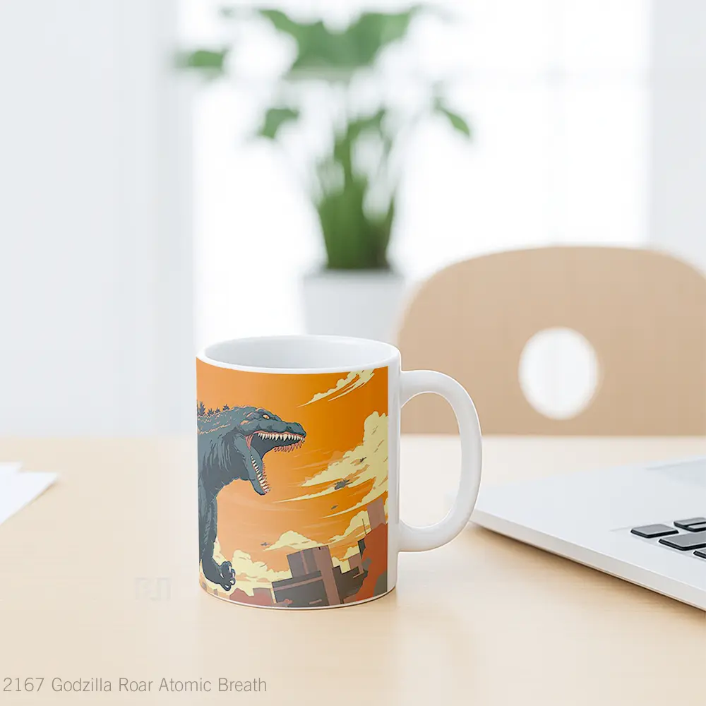Mug Godzilla Roar Atomic Breath Gelas Keramik Desain Unik - All-side / Desain