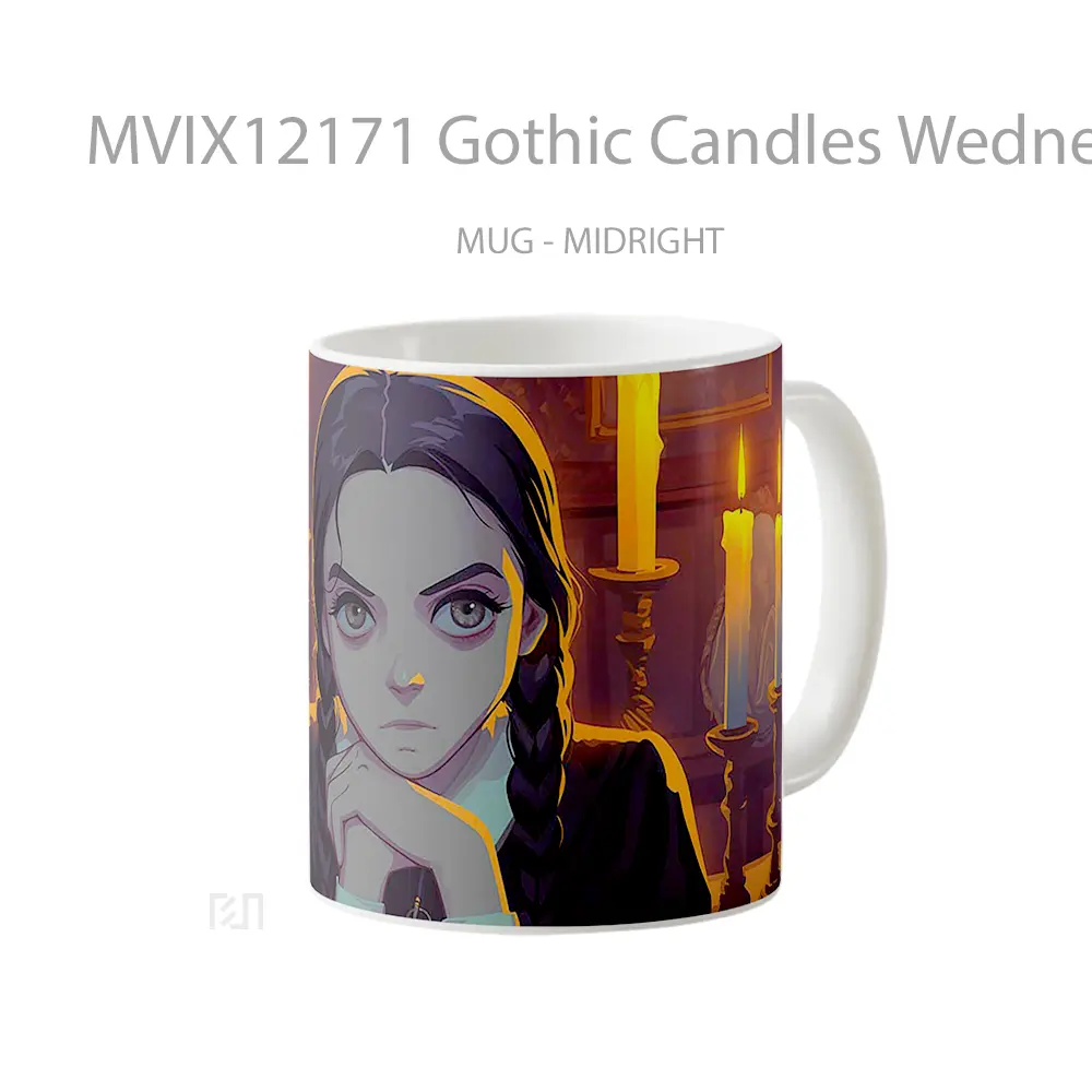 Mug Gothic Candles Wednesday Addams Mood Hadiah Lucu dan Menarik - All-side / Desain