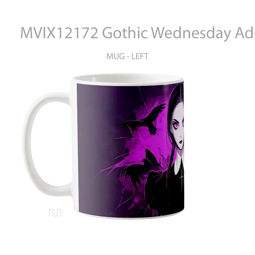Mug Gothic Wednesday Addams Ravens Violet Aura Mug Aesthetic Koleksi Spesial - All-side / Desain