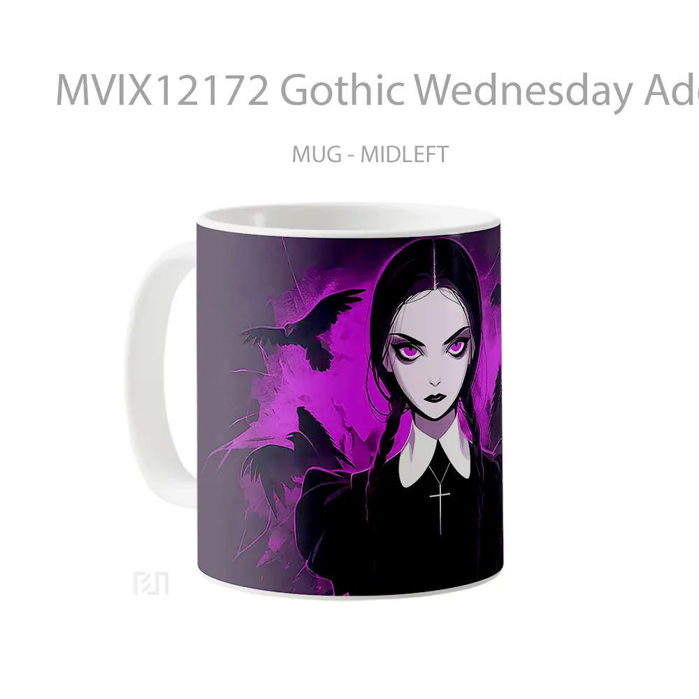 Mug Gothic Wednesday Addams Ravens Violet Aura Mug Aesthetic Koleksi Spesial - All-side / Desain