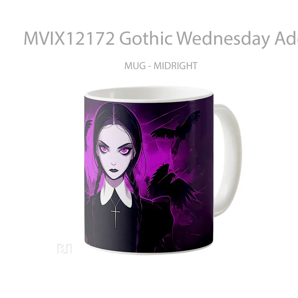 Mug Gothic Wednesday Addams Ravens Violet Aura Mug Aesthetic Koleksi Spesial - All-side / Desain