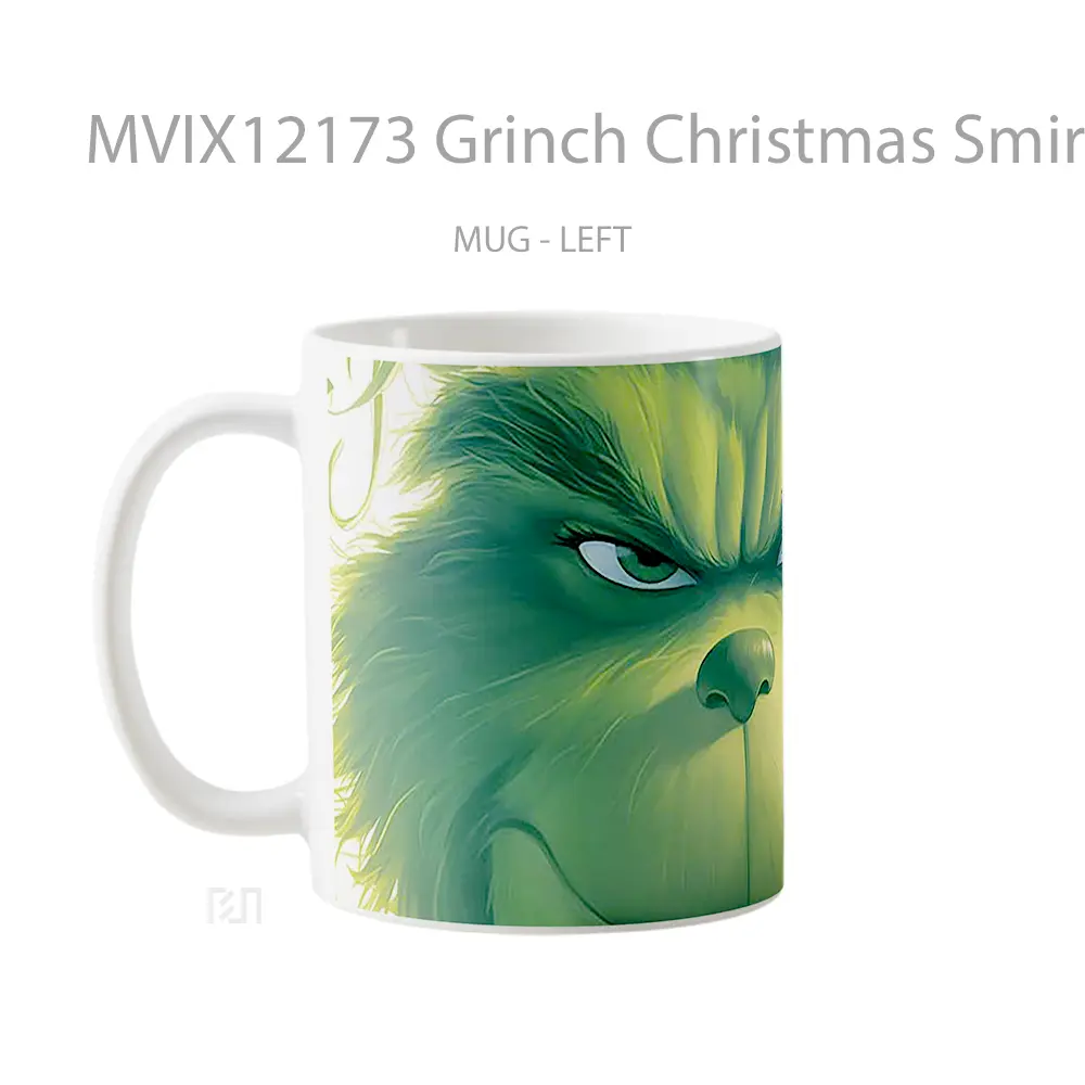 Mug Grinch Christmas Smirk Mug Aesthetic Koleksi Spesial - All-side / Desain