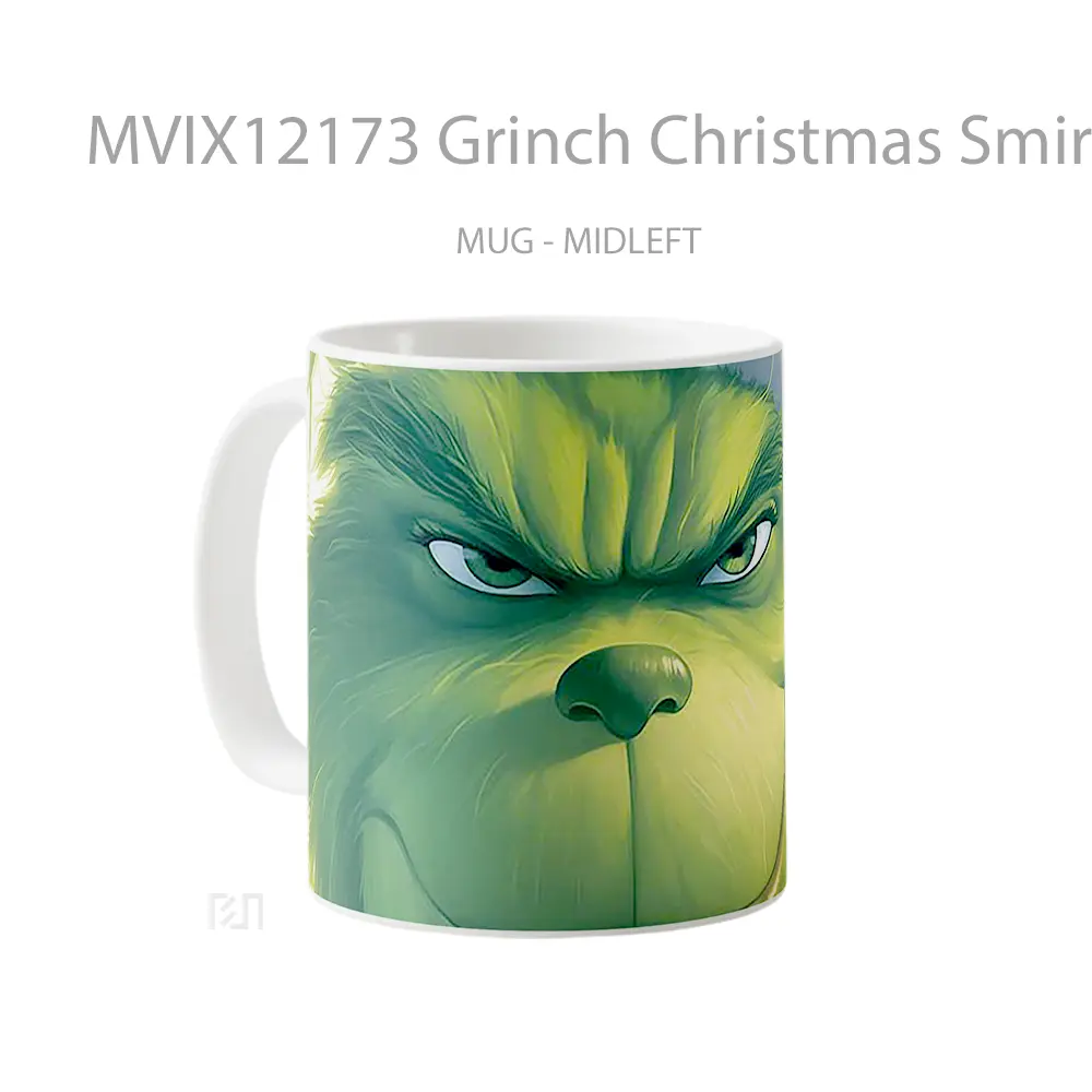 Mug Grinch Christmas Smirk Mug Aesthetic Koleksi Spesial - All-side / Desain