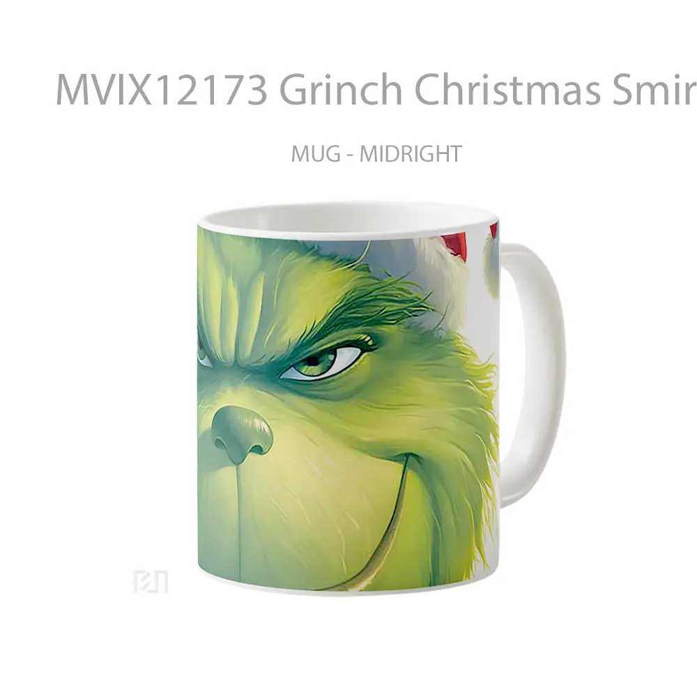 Mug Grinch Christmas Smirk Mug Aesthetic Koleksi Spesial - All-side / Desain