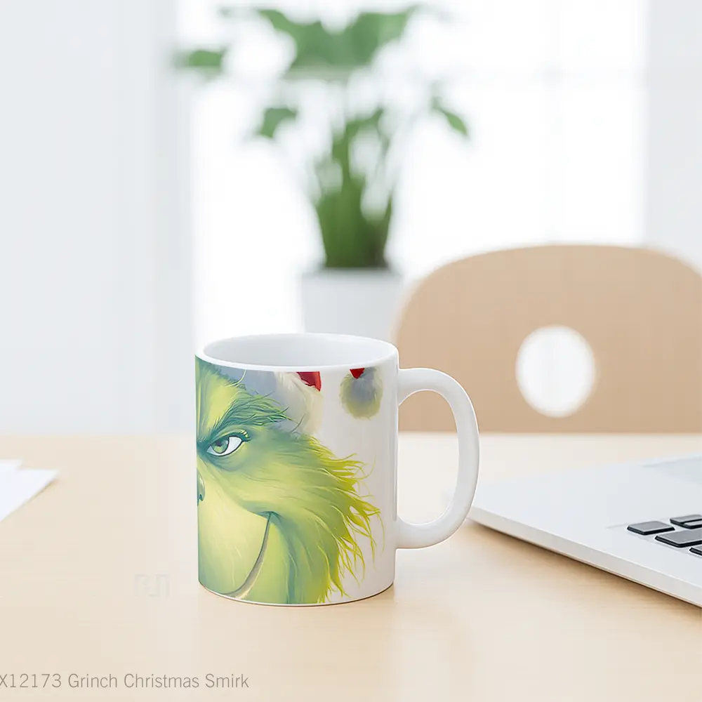Mug Grinch Christmas Smirk Mug Aesthetic Koleksi Spesial - All-side / Desain