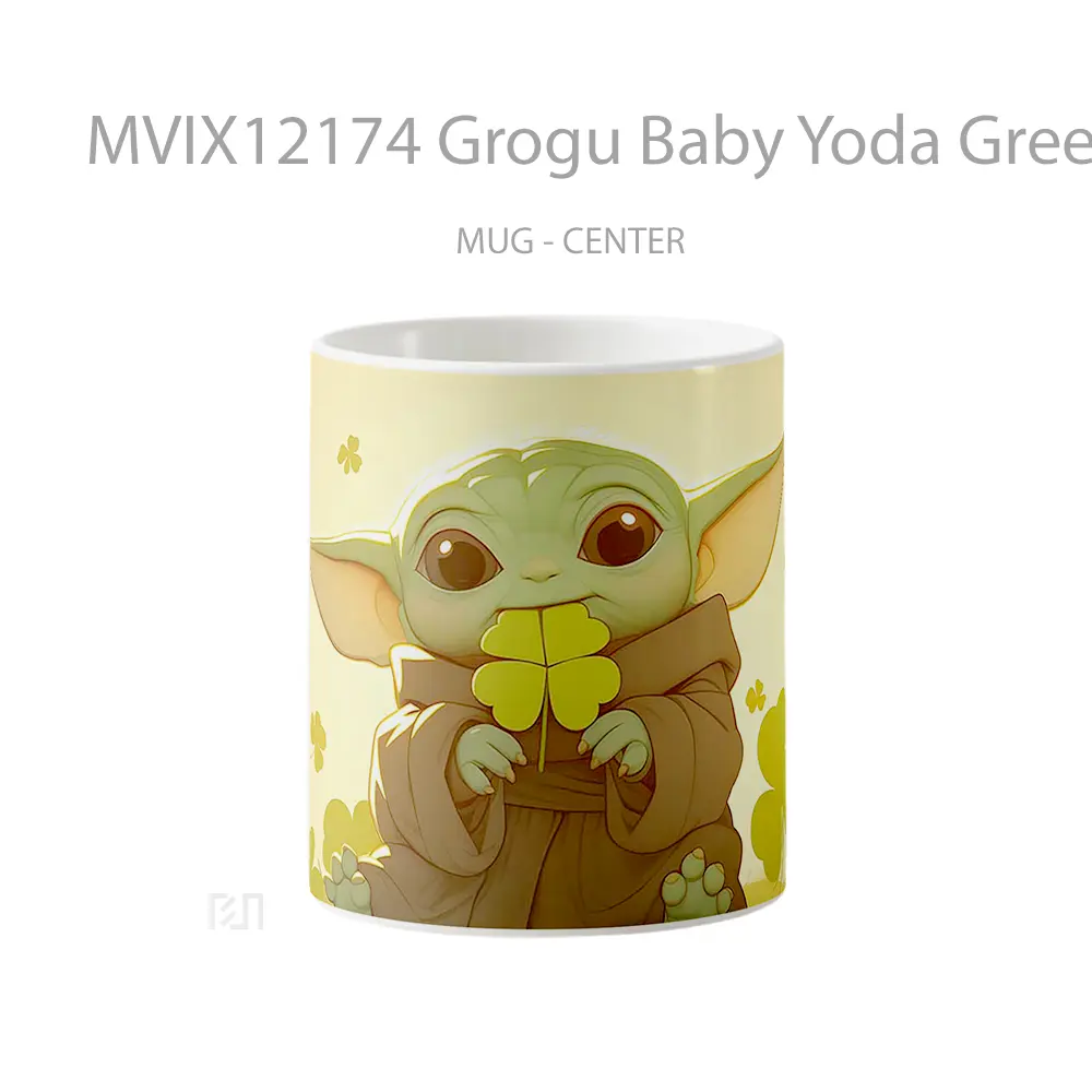 Mug Grogu Baby Yoda Green Clover St Patricks Day Hadiah Lucu dan Menarik