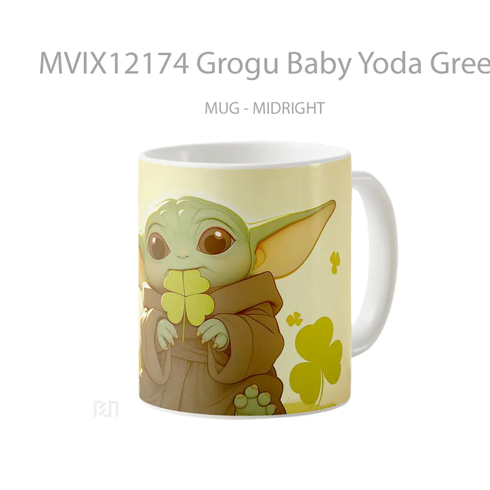 Mug Grogu Baby Yoda Green Clover St Patricks Day Hadiah Lucu dan Menarik - All-side / Desain
