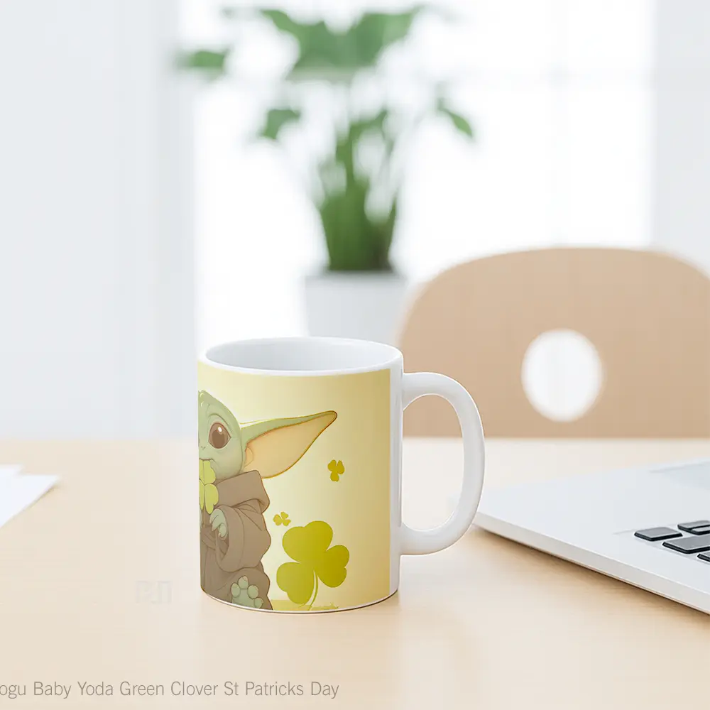 Mug Grogu Baby Yoda Green Clover St Patricks Day Hadiah Lucu dan Menarik - All-side / Desain