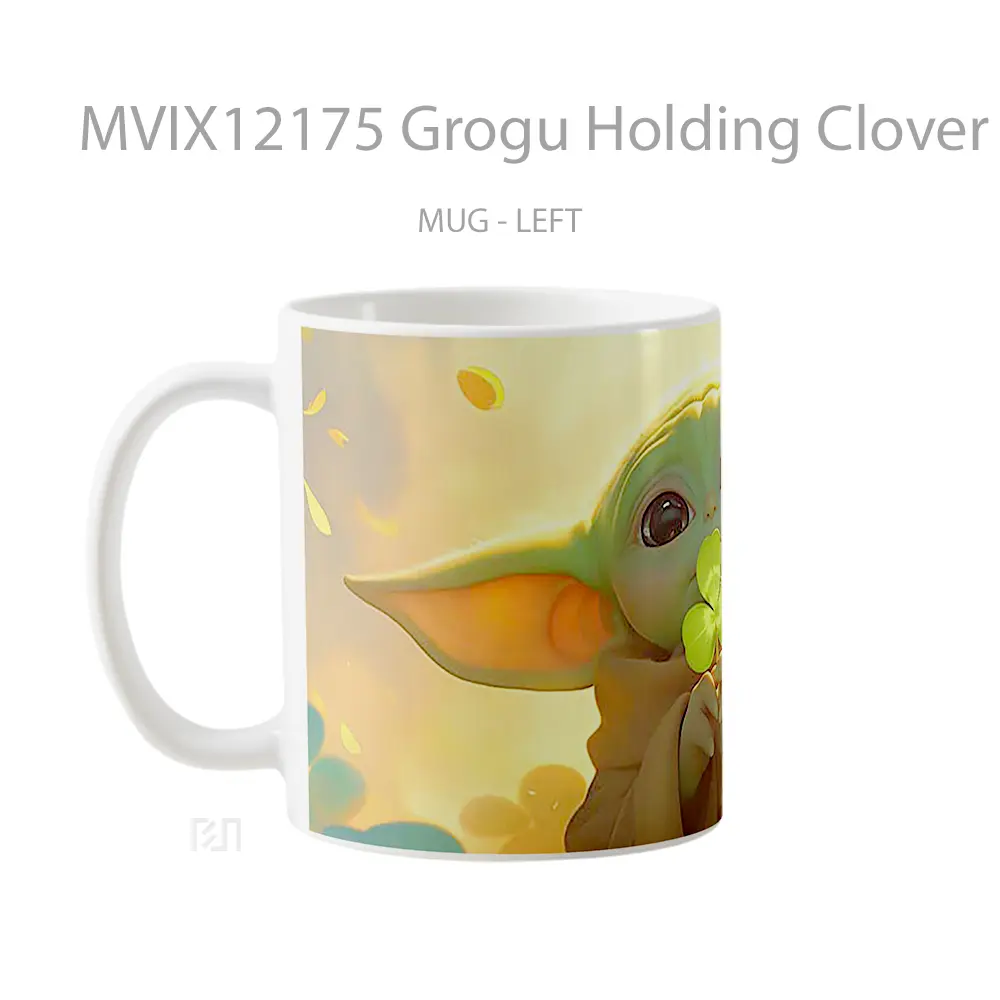 Mug Grogu Holding Clover Patricks Day Hadiah Lucu dan Menarik - All-side / Desain