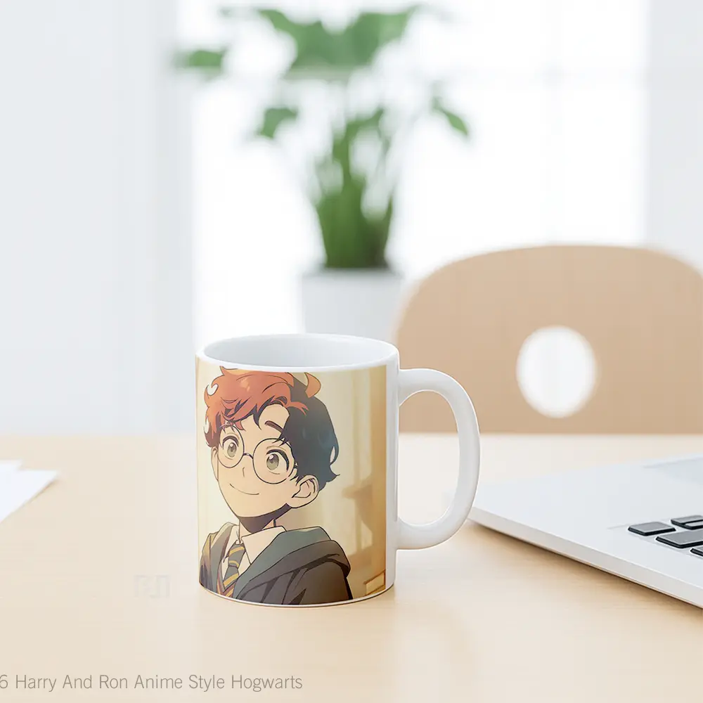 Mug Harry And Ron Anime Style Hogwarts Gelas Keramik Koleksi Anime - All-side / Desain