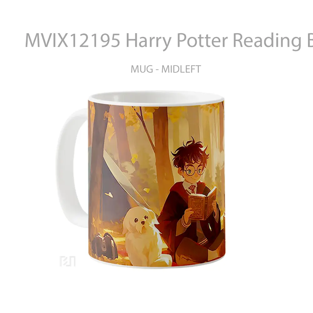 Mug Harry Potter Reading Book Art Mug Aesthetic Koleksi Spesial - All-side / Desain