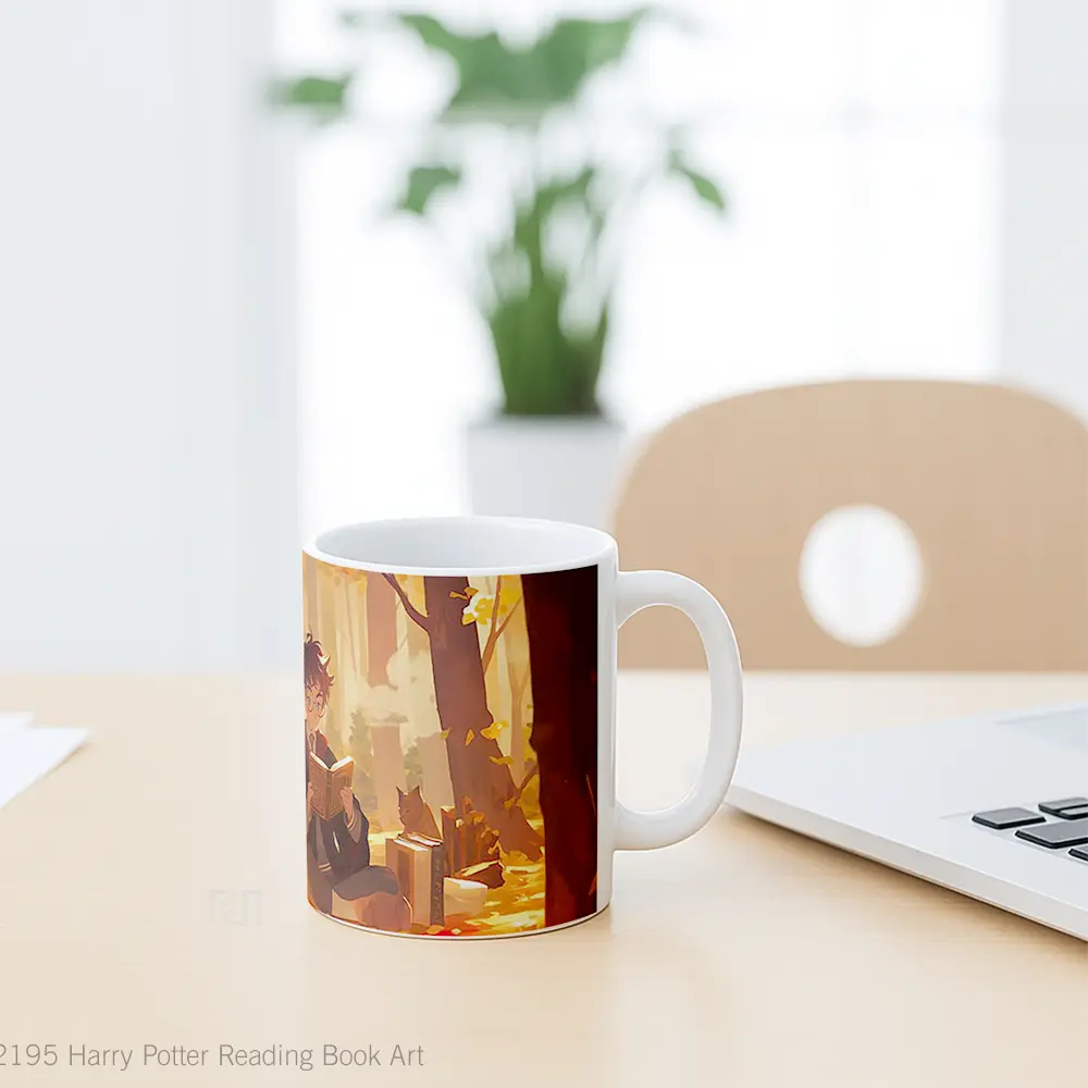 Mug Harry Potter Reading Book Art Mug Aesthetic Koleksi Spesial - All-side / Desain