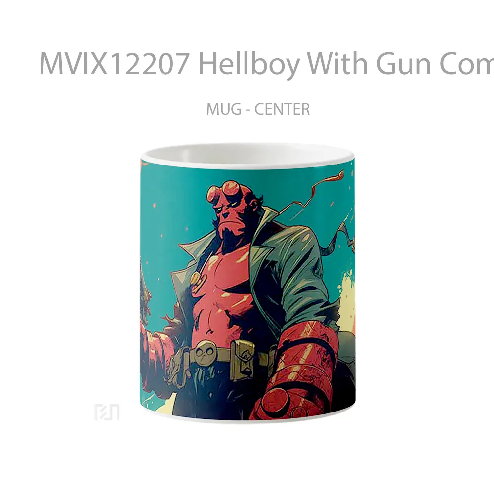 Mug Hellboy With Gun Comics Style Koleksi Mug Limited Edition
