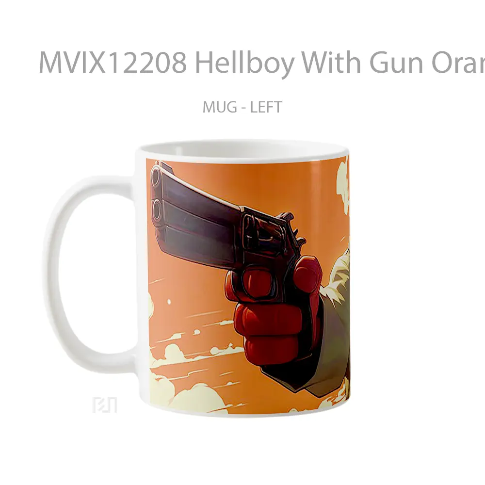 Mug Hellboy With Gun Orange Gelas Keramik Desain Unik - All-side / Desain