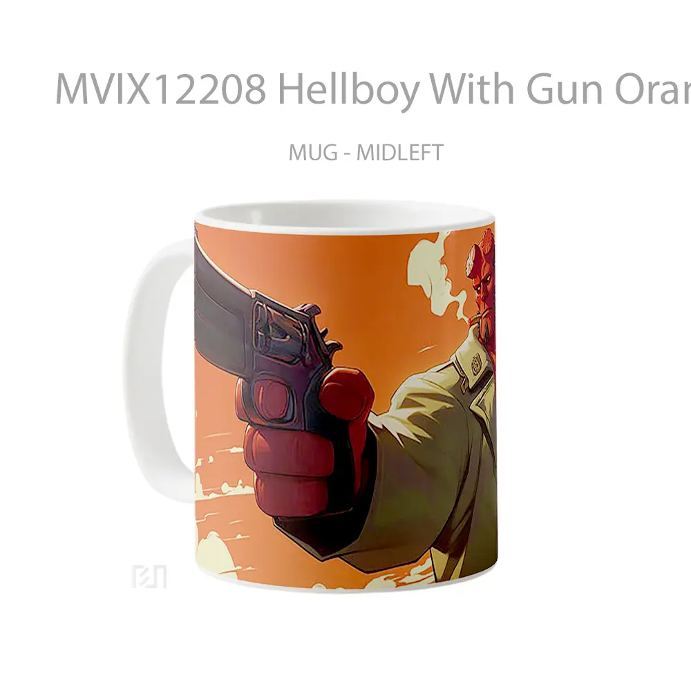Mug Hellboy With Gun Orange Gelas Keramik Desain Unik - All-side / Desain