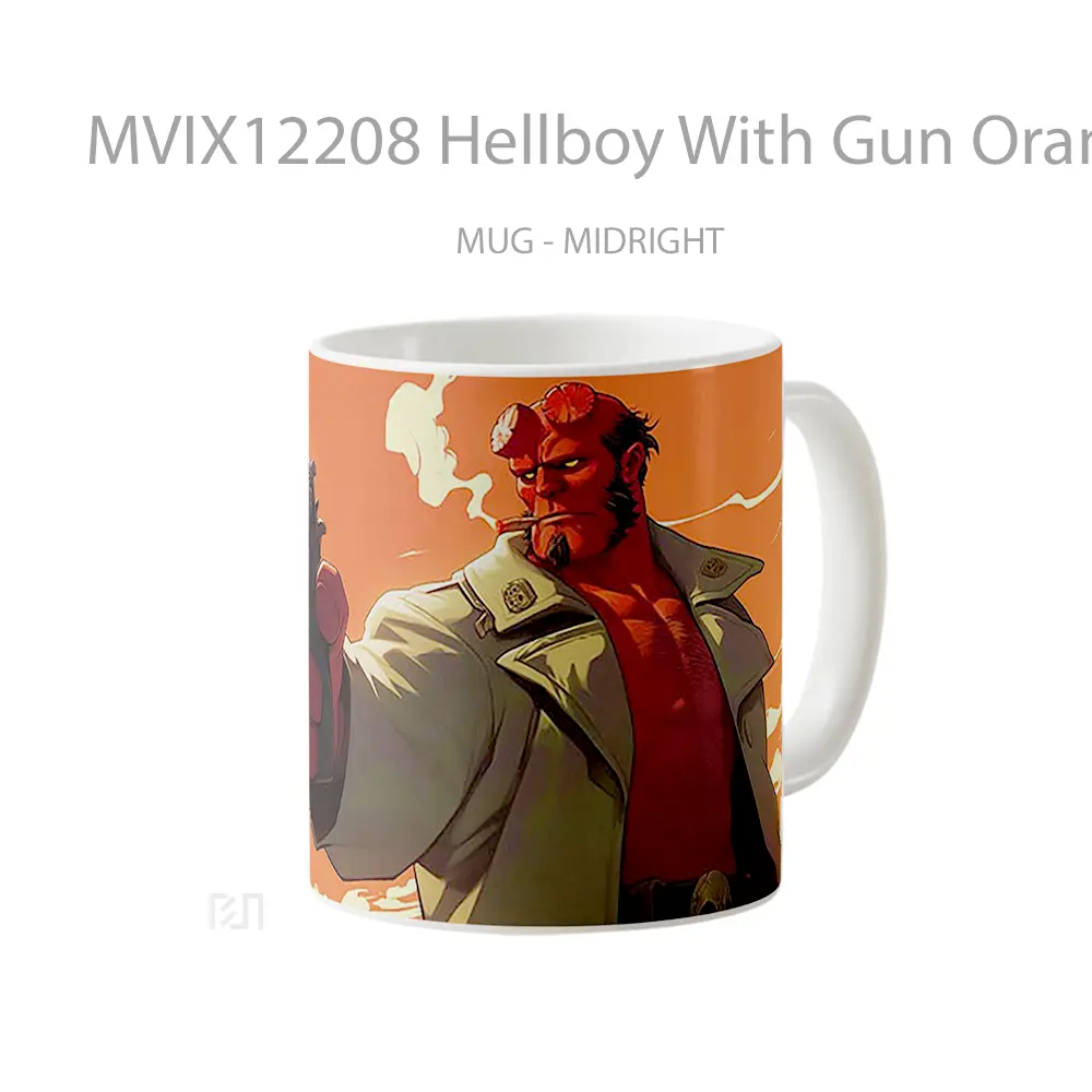 Mug Hellboy With Gun Orange Gelas Keramik Desain Unik - All-side / Desain