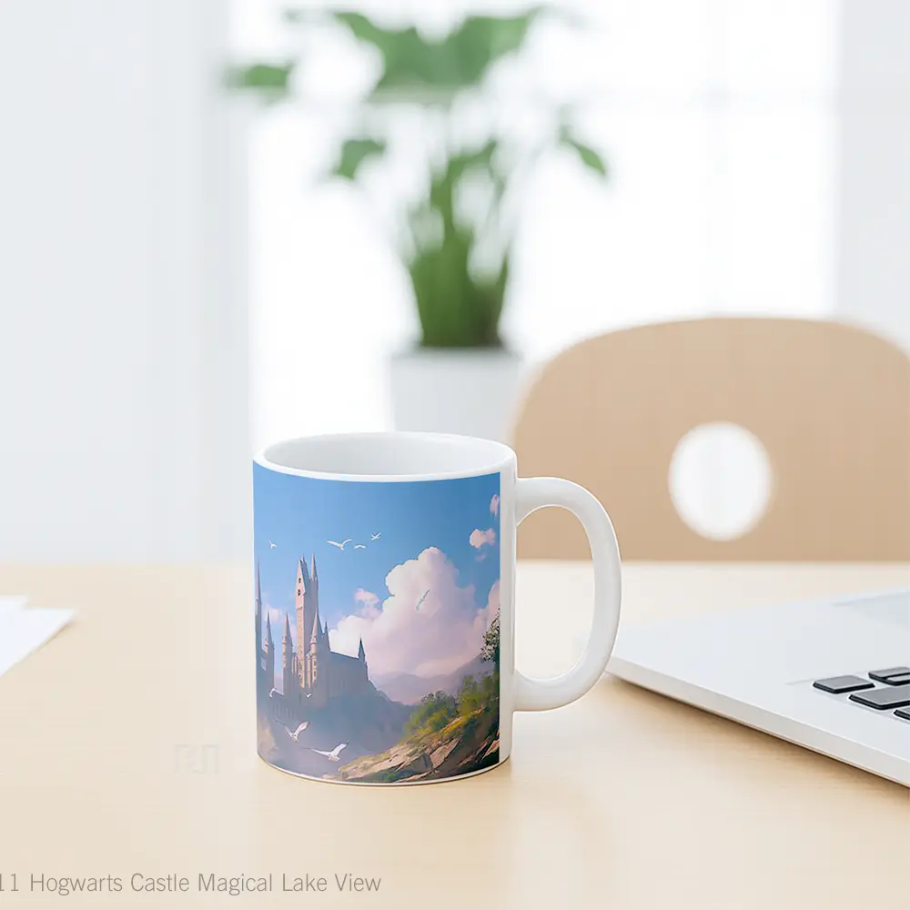 Mug Hogwarts Castle Magical Lake View Hadiah Lucu dan Menarik - All-side / Desain