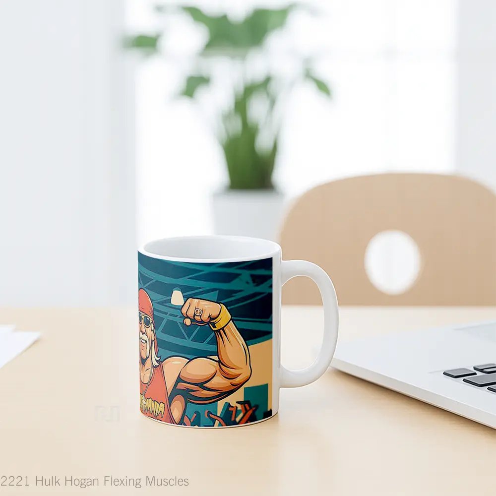 Mug Hulk Hogan Flexing Muscles Hadiah Lucu dan Menarik - All-side / Desain