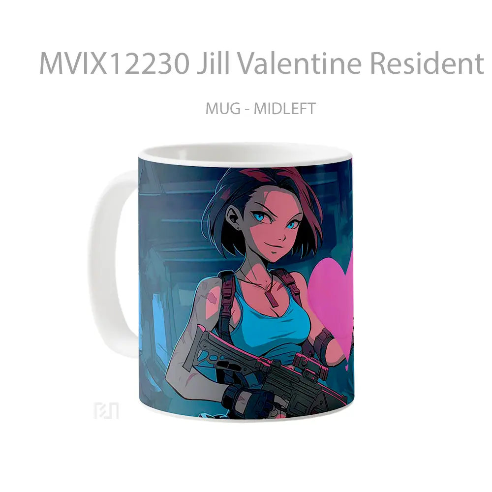 Mug Jill Valentine Resident Evil Heart Hadiah Lucu dan Menarik - All-side / Desain