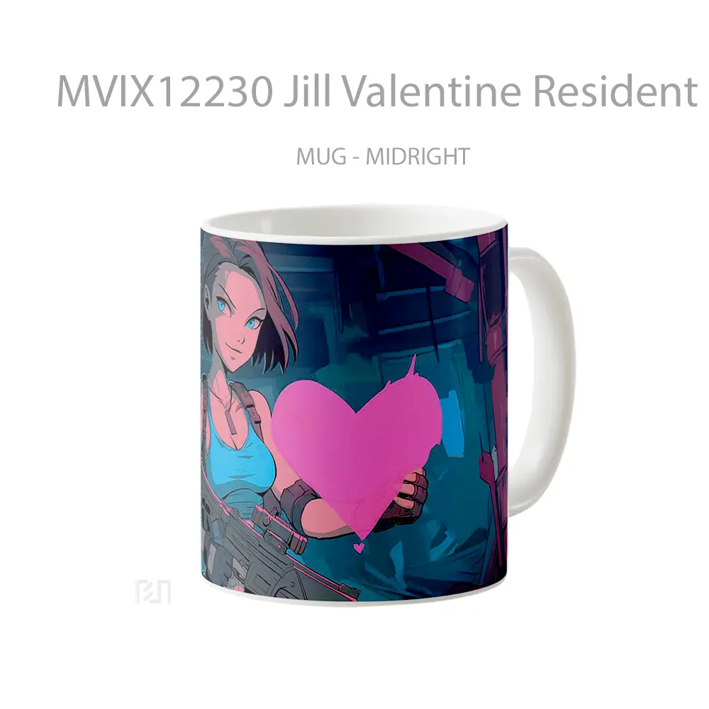Mug Jill Valentine Resident Evil Heart Hadiah Lucu dan Menarik - All-side / Desain