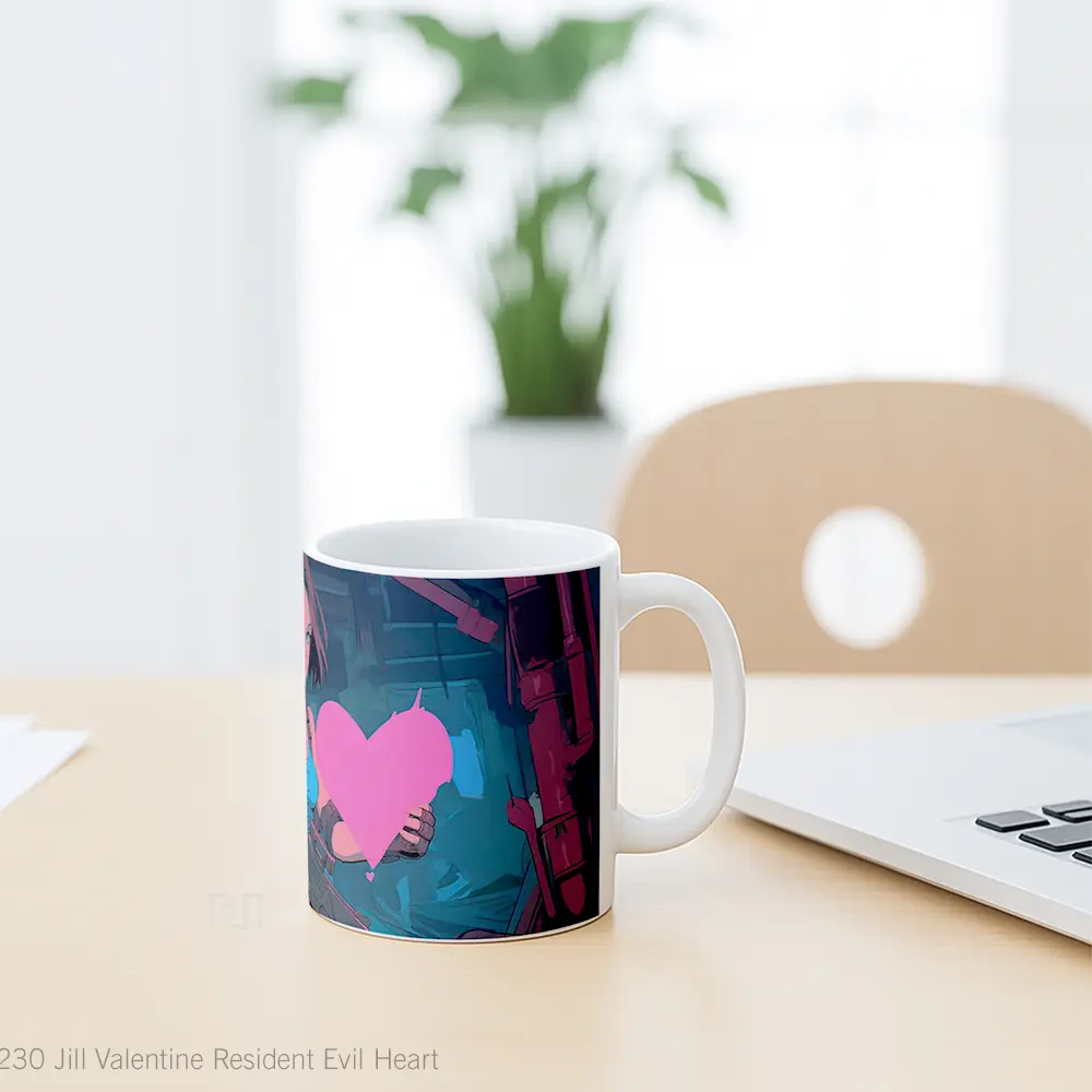 Mug Jill Valentine Resident Evil Heart Hadiah Lucu dan Menarik - All-side / Desain