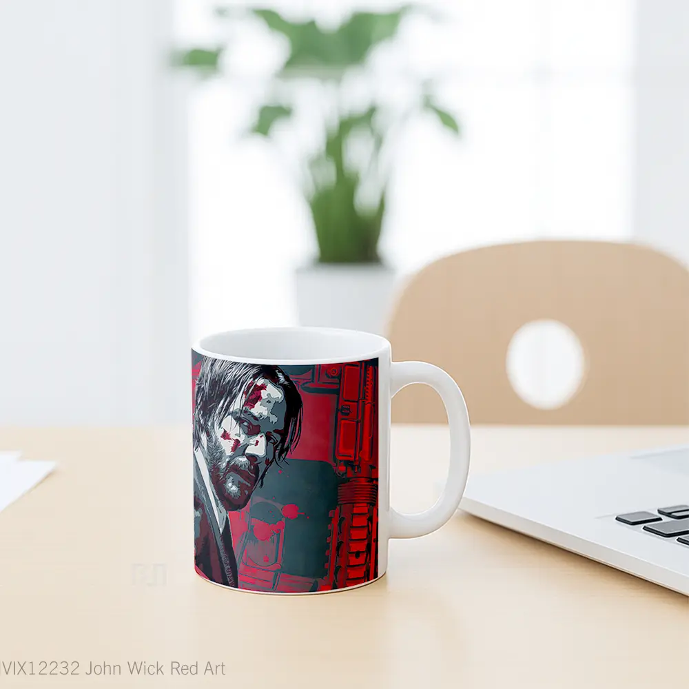 Mug John Wick Red Art Mug Aesthetic Koleksi Spesial - All-side / Desain