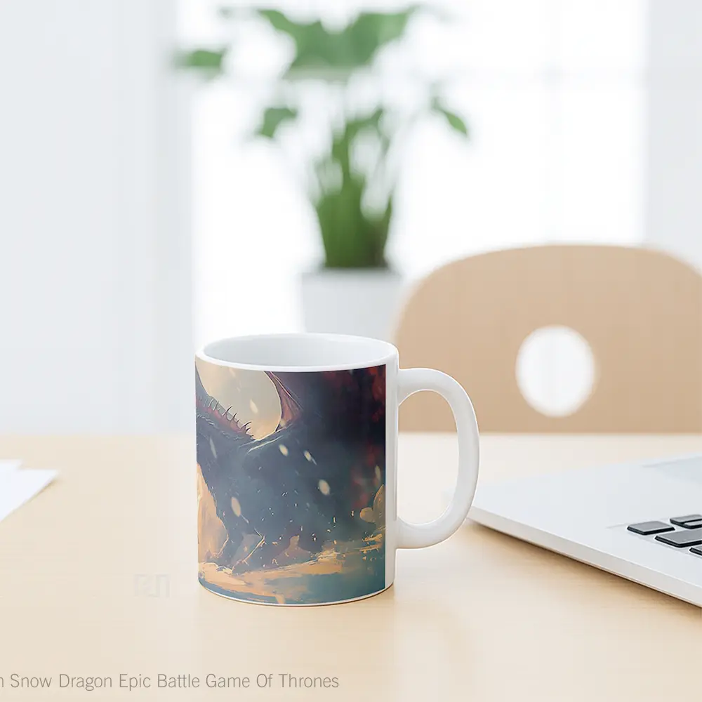 Mug Jon Snow Dragon Epic Battle Game Of Thrones Gelas Keramik Koleksi Anime - All-side / Desain