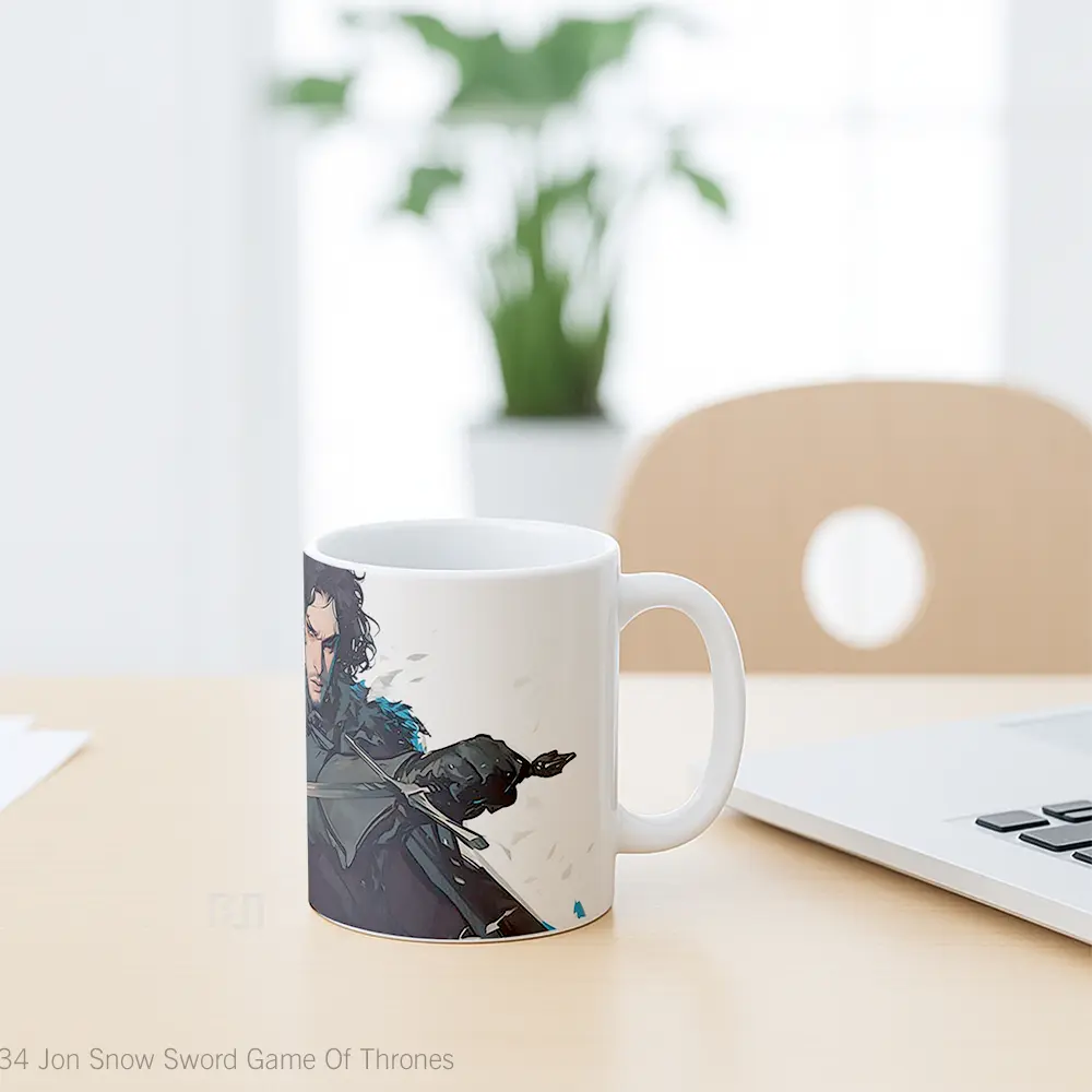 Mug Jon Snow Sword Game Of Thrones Hadiah Unik Pecinta Game - All-side / Desain