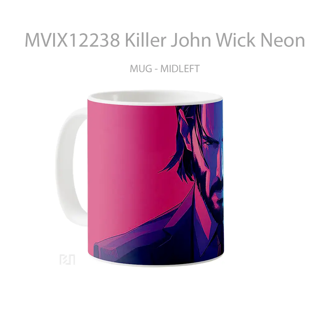 Mug Killer John Wick Neon Hadiah Lucu dan Menarik - All-side / Desain