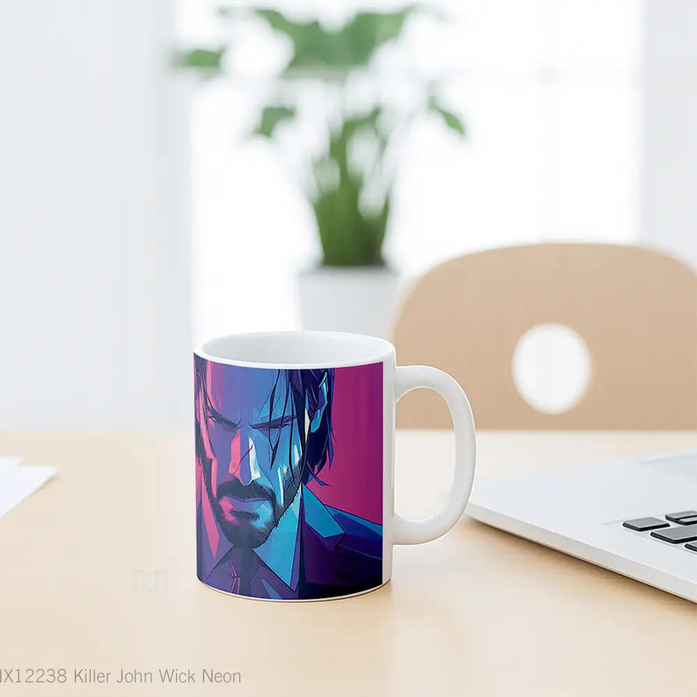 Mug Killer John Wick Neon Hadiah Lucu dan Menarik - All-side / Desain