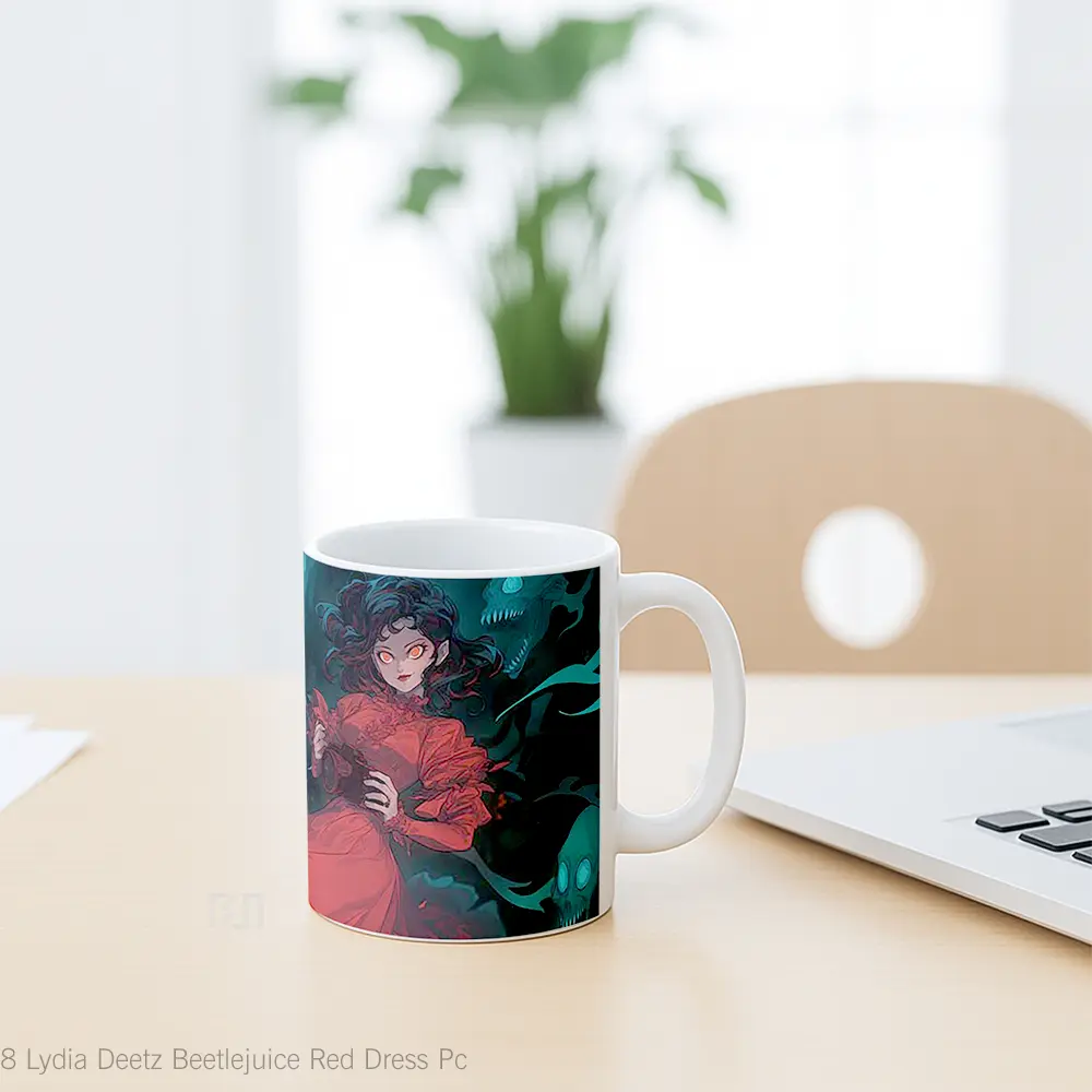 Mug Lydia Deetz Beetlejuice Red Dress Pc Mug Aesthetic Koleksi Spesial - All-side / Desain