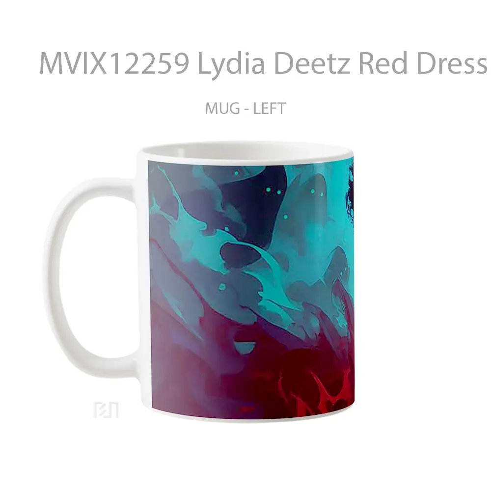 Mug Lydia Deetz Red Dress Beetlejuice Hadiah Lucu dan Menarik - All-side / Desain